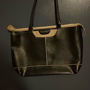 Black Leather Shoulder Laptop Bag
